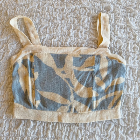 Sienna Sky Two Piece Set Blue Cream Wide Leg Pants Crop Tank Medium - Picture 8 of 9